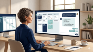 AI workflow for product managers showing sprint board and AI chat interface